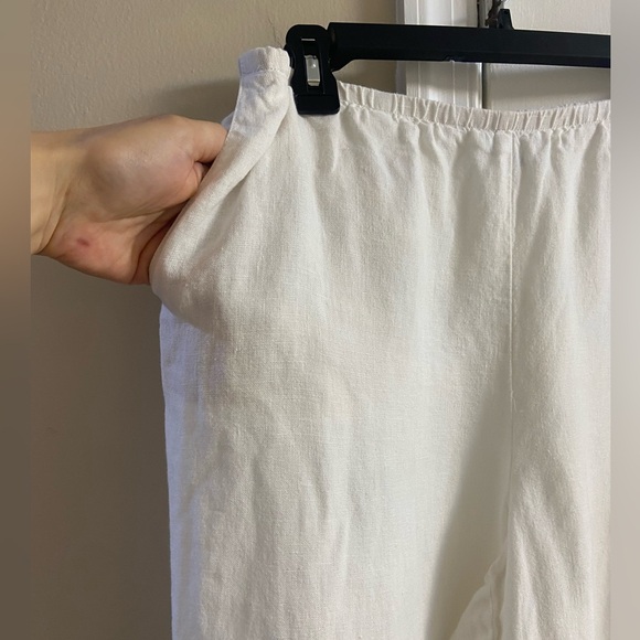 J Jill love linen white linen slip on pants wide leg with pockets Large - Picture 5 of 7